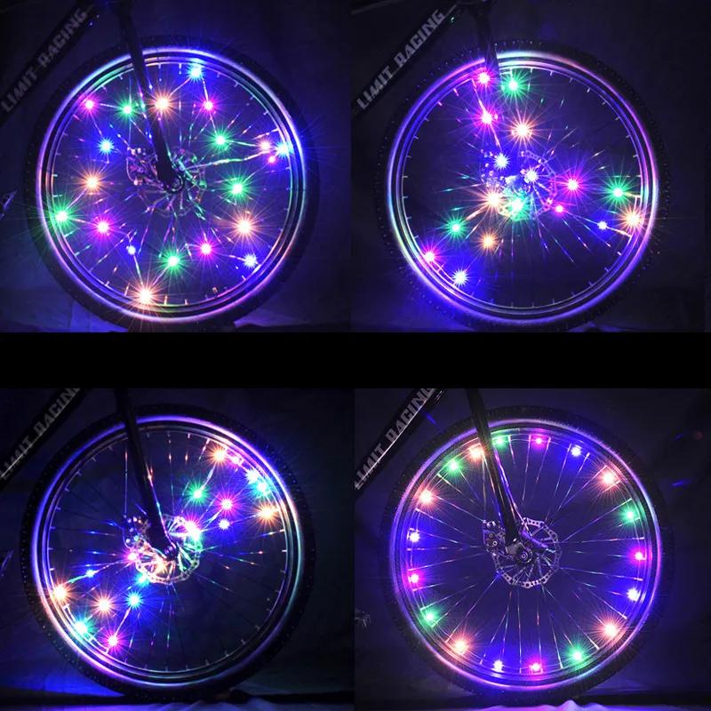 다채로운 방수 LED 자전거 휠 조명, 전면 및 후면 스포크 조명, 사이클링 장식, 타이어 스트립 조명 액세서리, ZK30